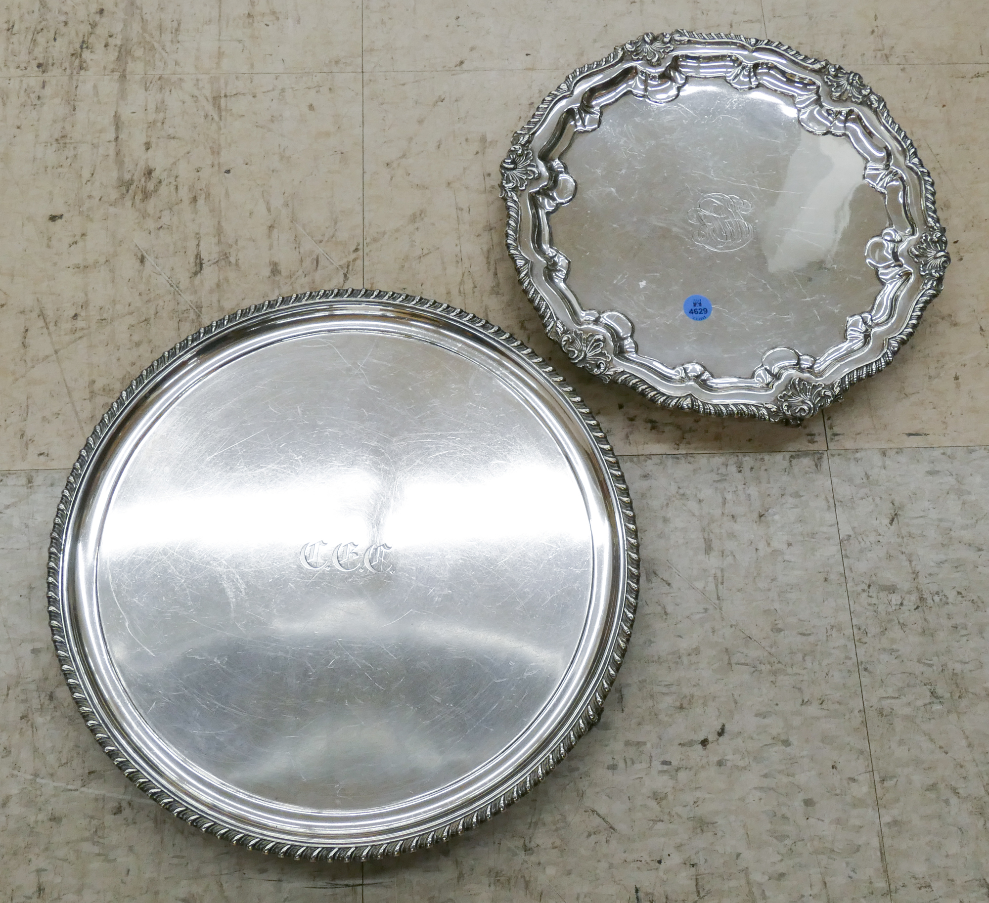 2pc Antique Sheffield Plate Footed 368fc4