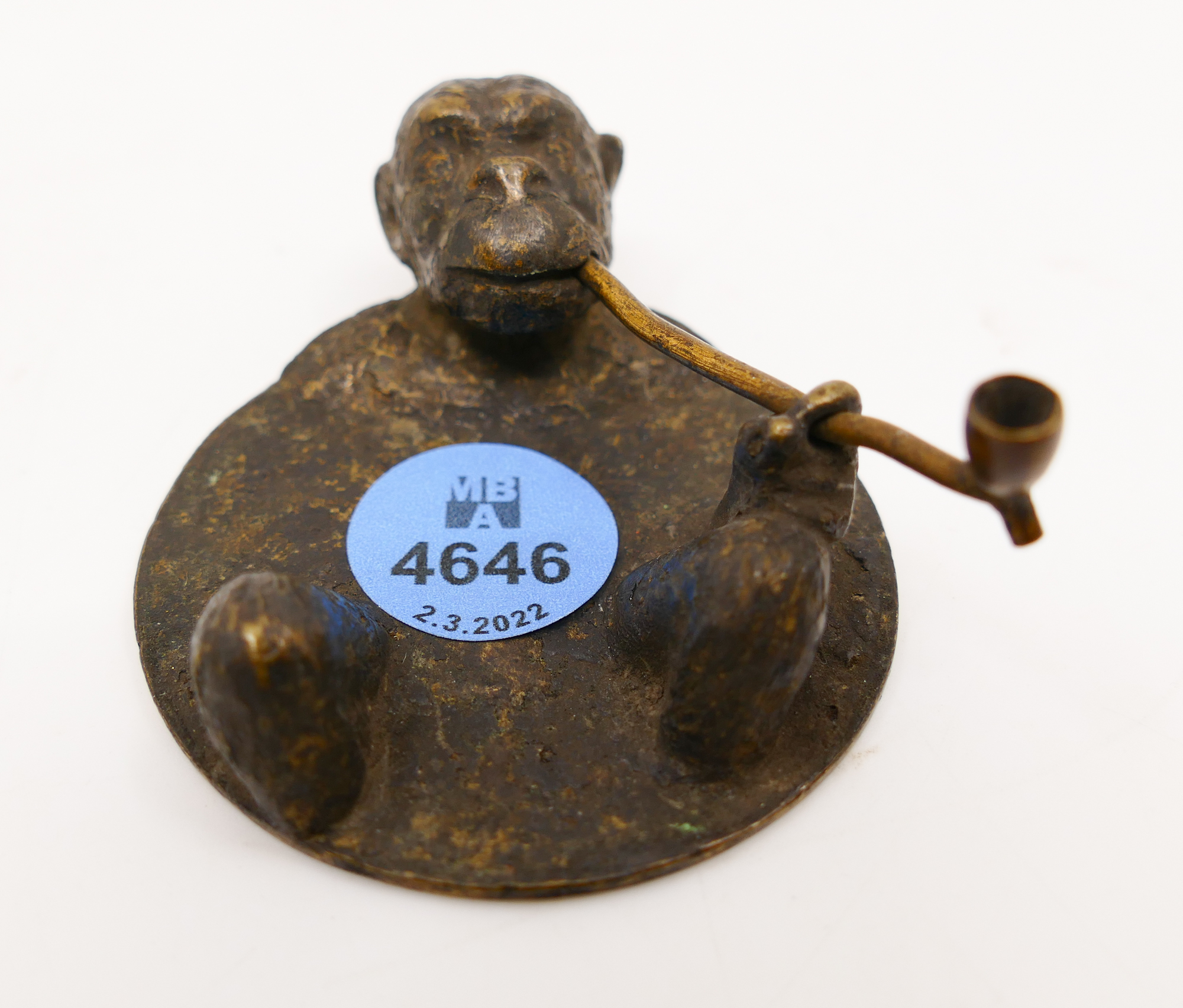Antique Vienna Bronze Smoking Monkey 368fd1