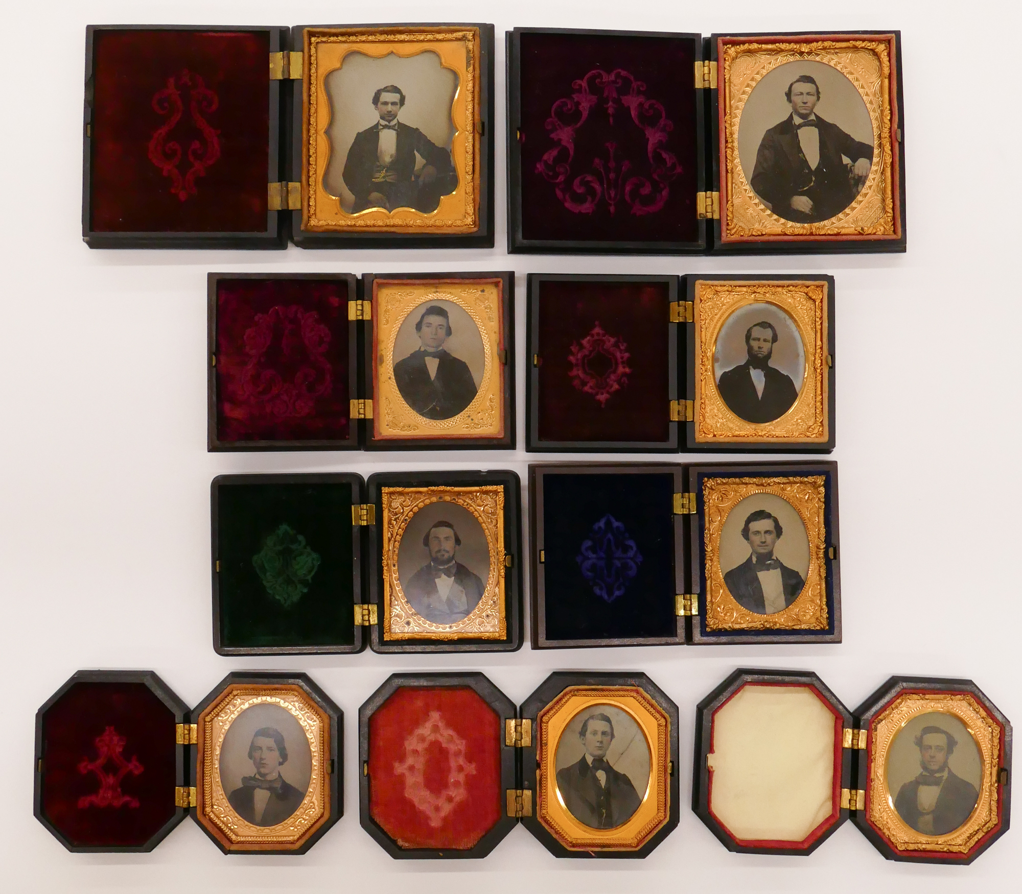 Box 9pc Male Portrait Ambrotype 368fff