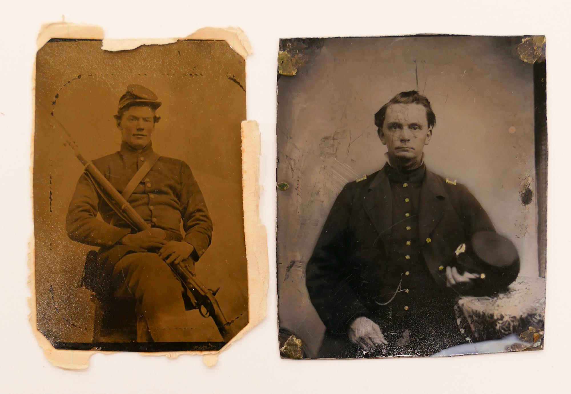 2pc Civil War Portrait Tintypes