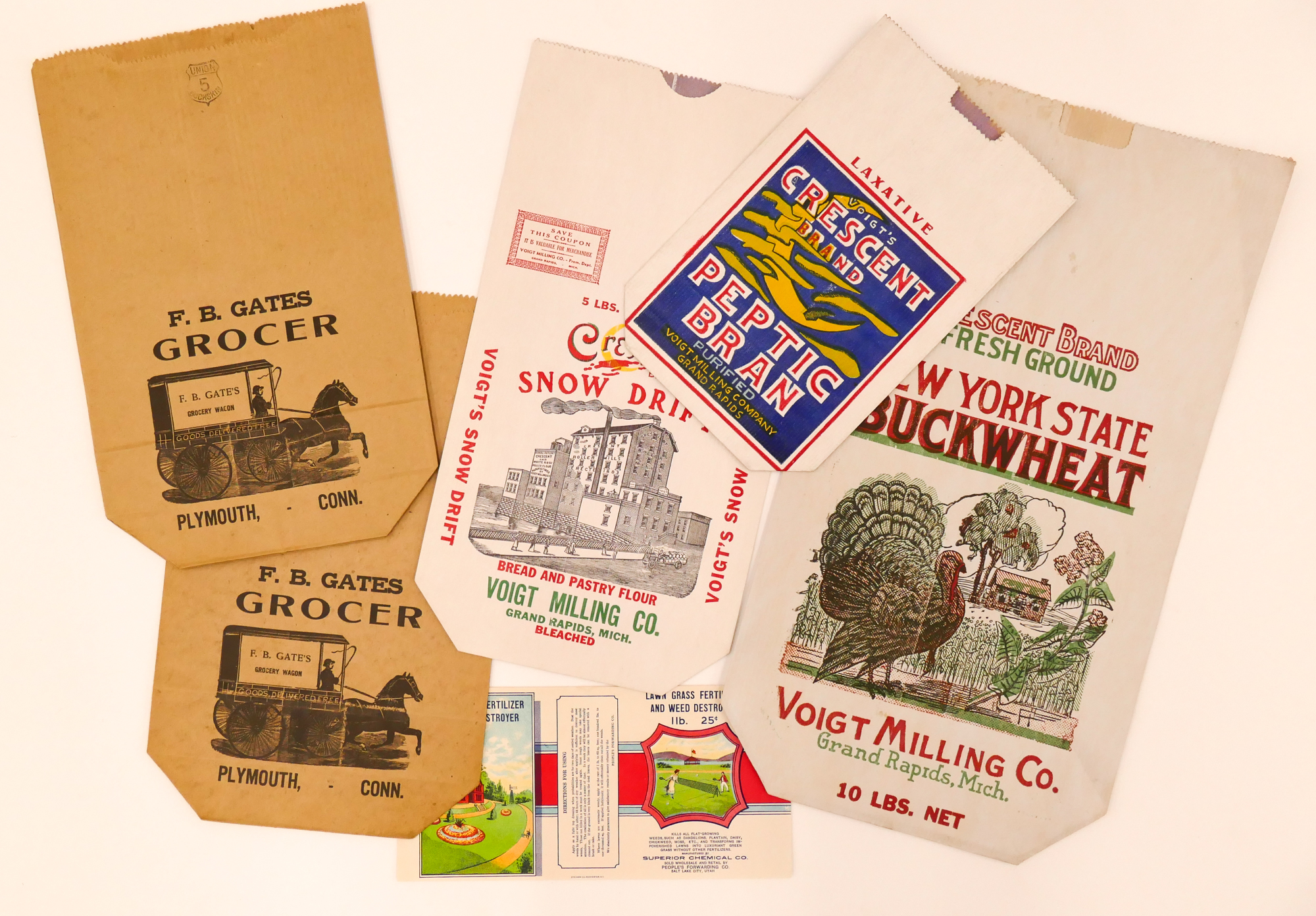 Box Antique Printed Grocery Bags 369022