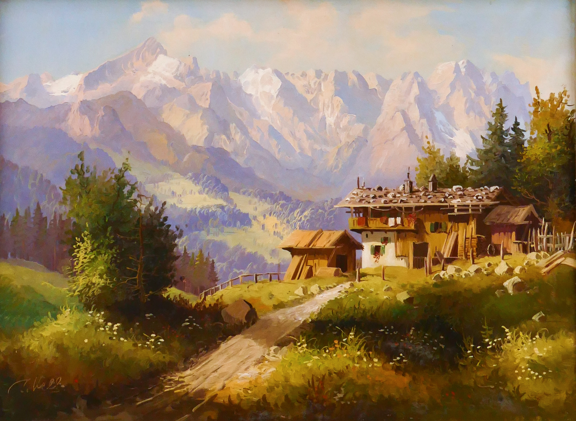 J Helg Tyrolean Mountain Scene 369057