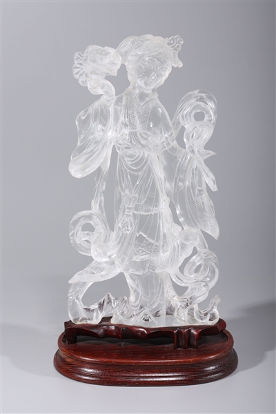 Chinese carved glass figure of
