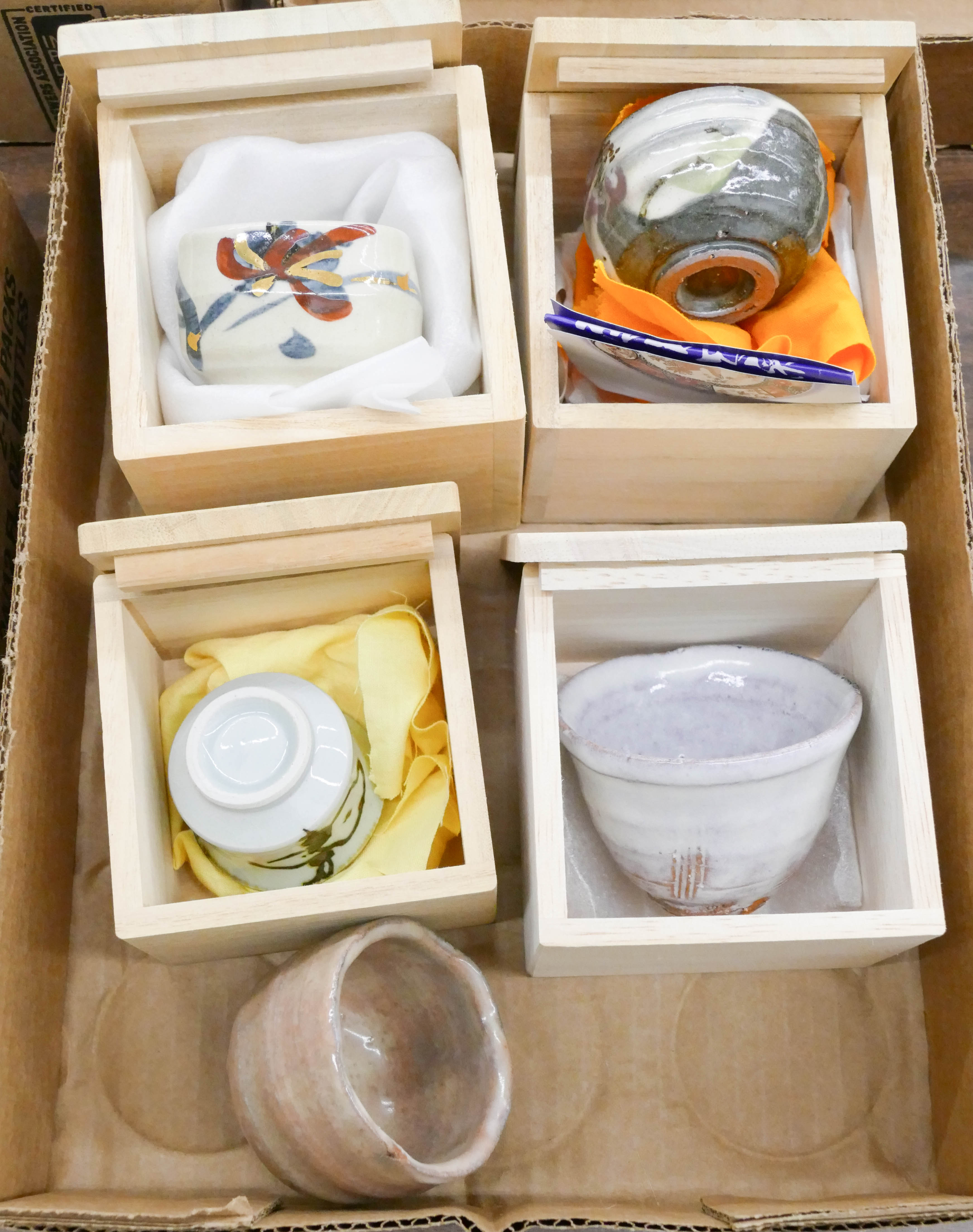 Box Japanese Mingei Sake Cups with Boxes