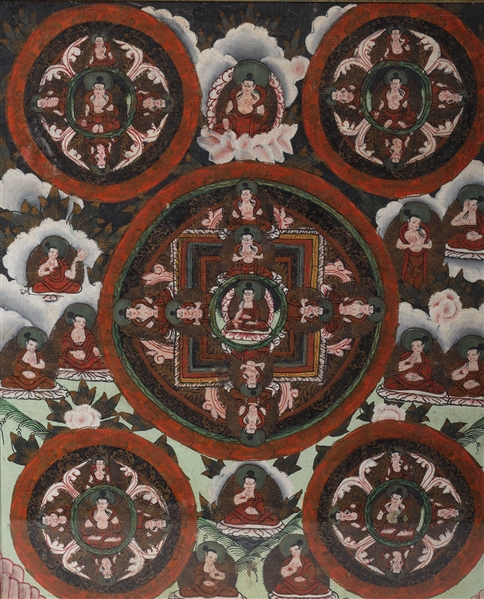 Antique Sino Tibeten painted thangka  3690b2