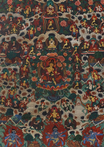 Elaborate Sino-Tibetan painted