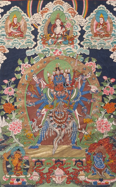 Sino Tibetan painted thangka large 3690b4