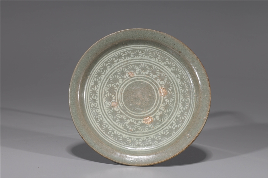 Korean celadon glazed ceramic dish  3690cf