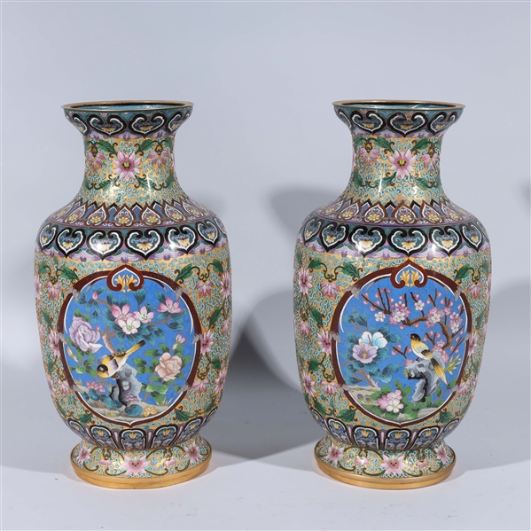 Pair of large Chinese champleve 3690ee