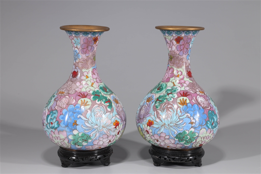 Pair Chinese cloisonne enamel millefluer 3690f6