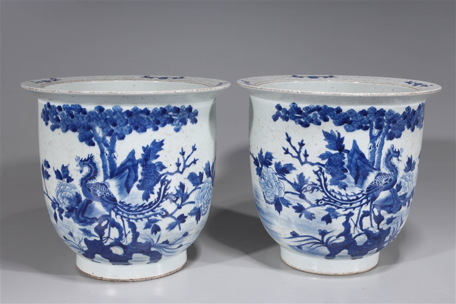 Pair of Chinese blue & white porcelain