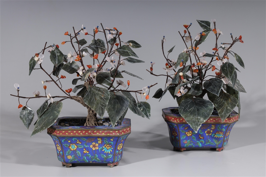 Pair of Chinese hardstone trees 36914b