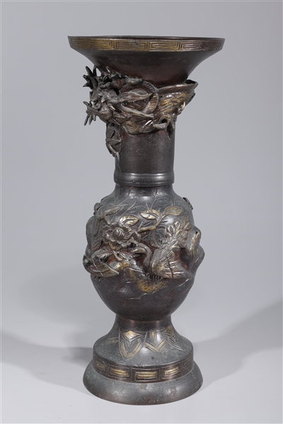Antique Japanese bronze vase with dragon