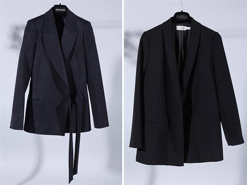 One black double-breasted blazer;