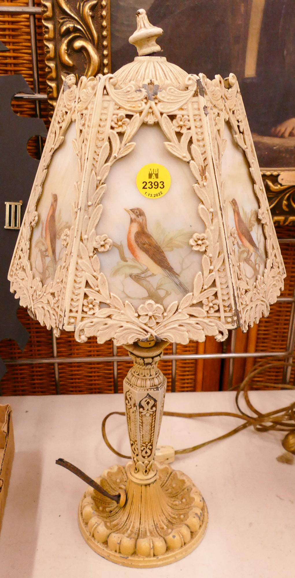 Antique Bird Slag Glass Vanity 3691db