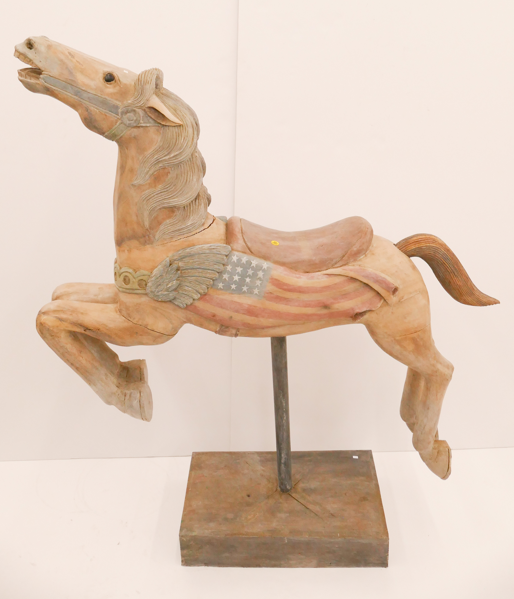 Large Wood Carousel Horse on Stand with