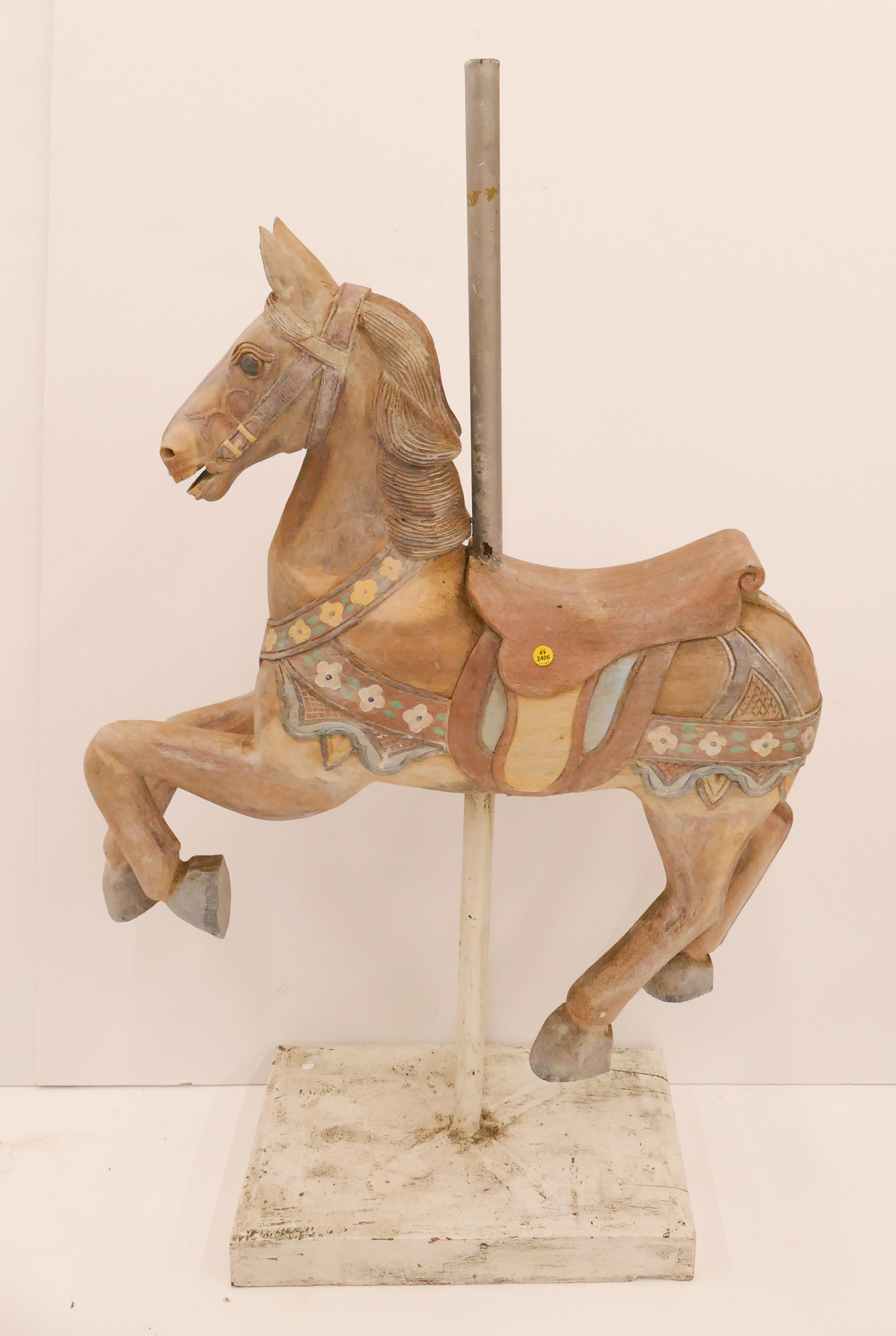 Wood Carousel Horse Model on Stand-