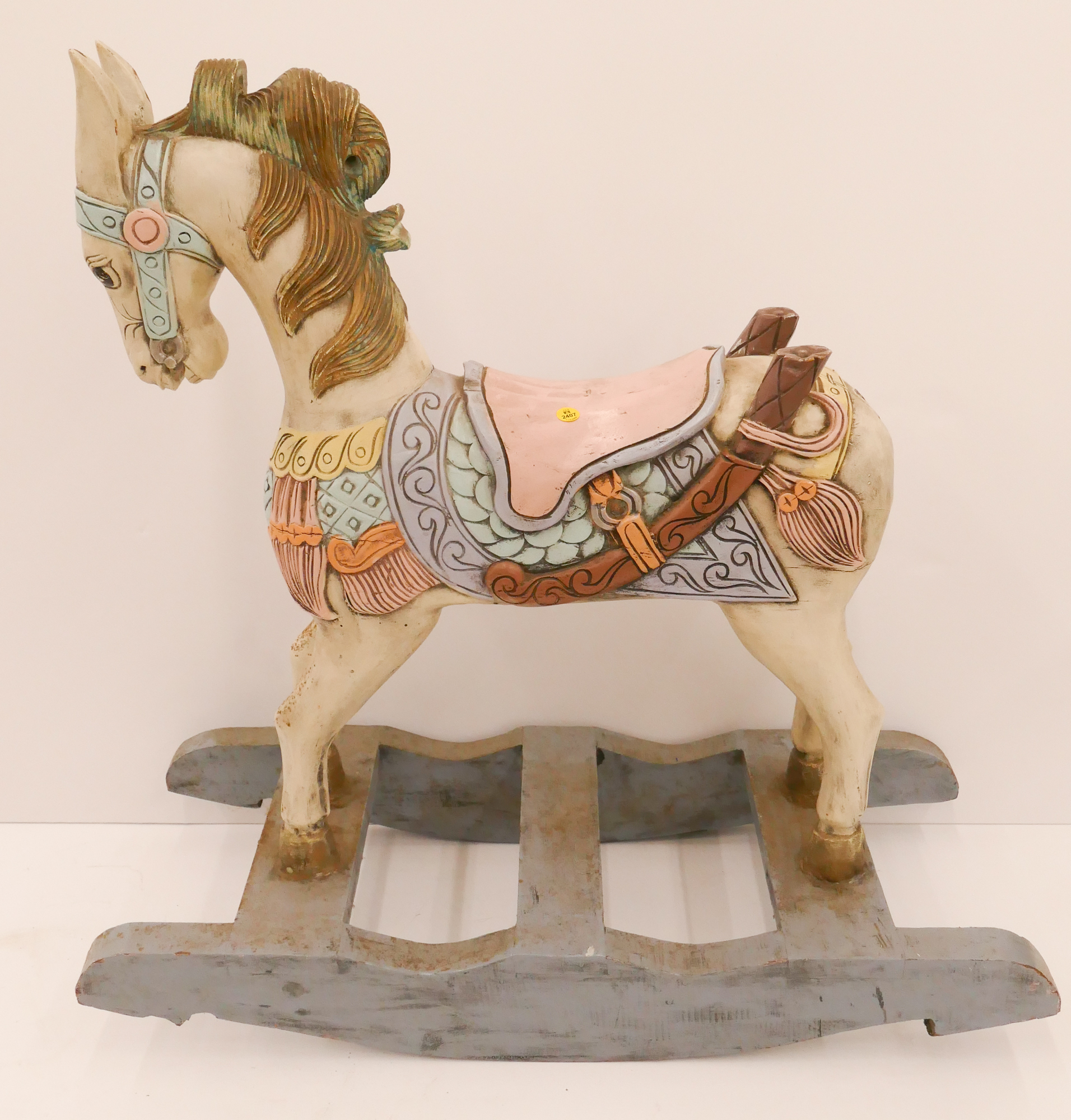 Painted Wood Carousel Rocking Horse  3691e9