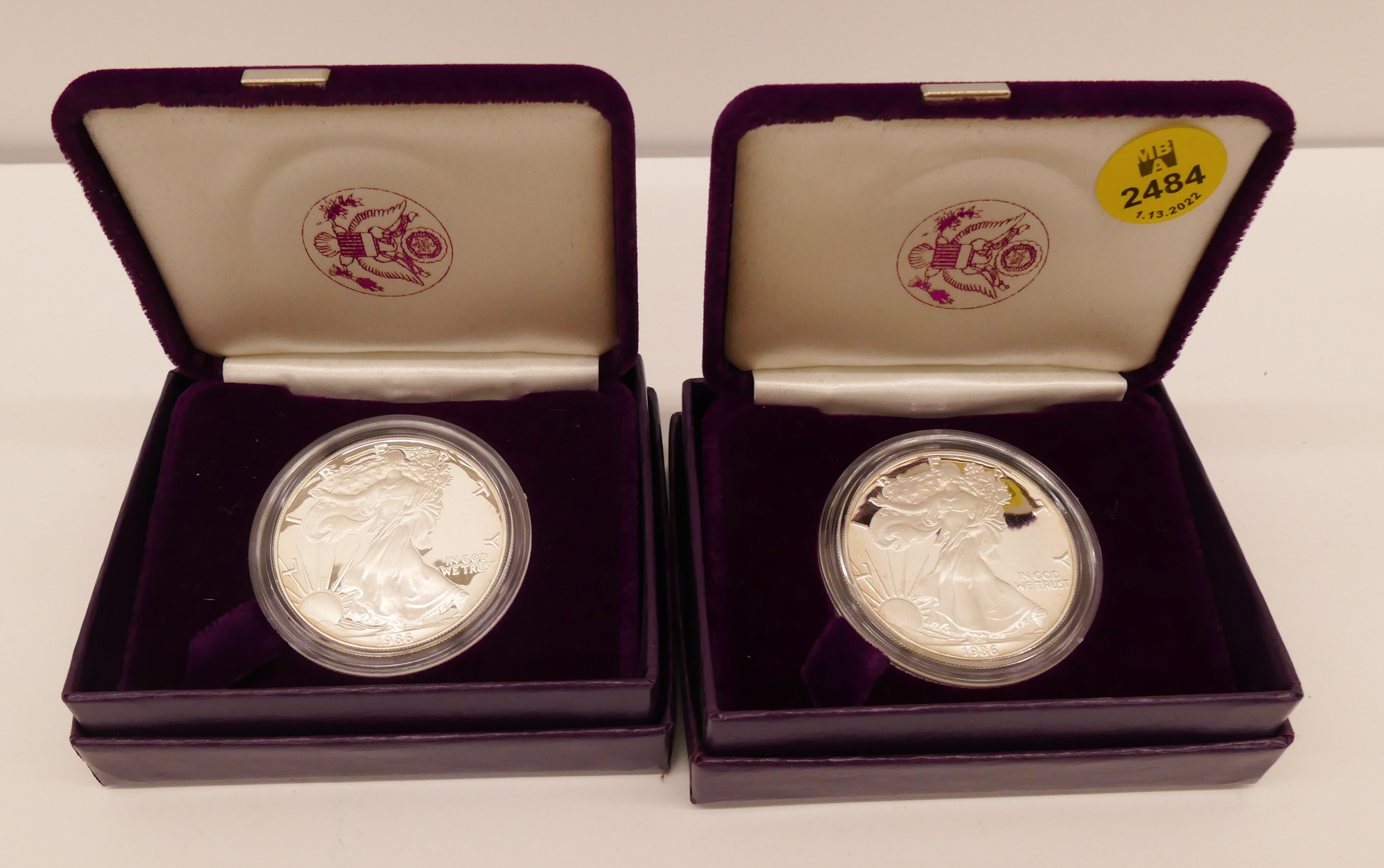 2pc 1986 US American Eagle Silver