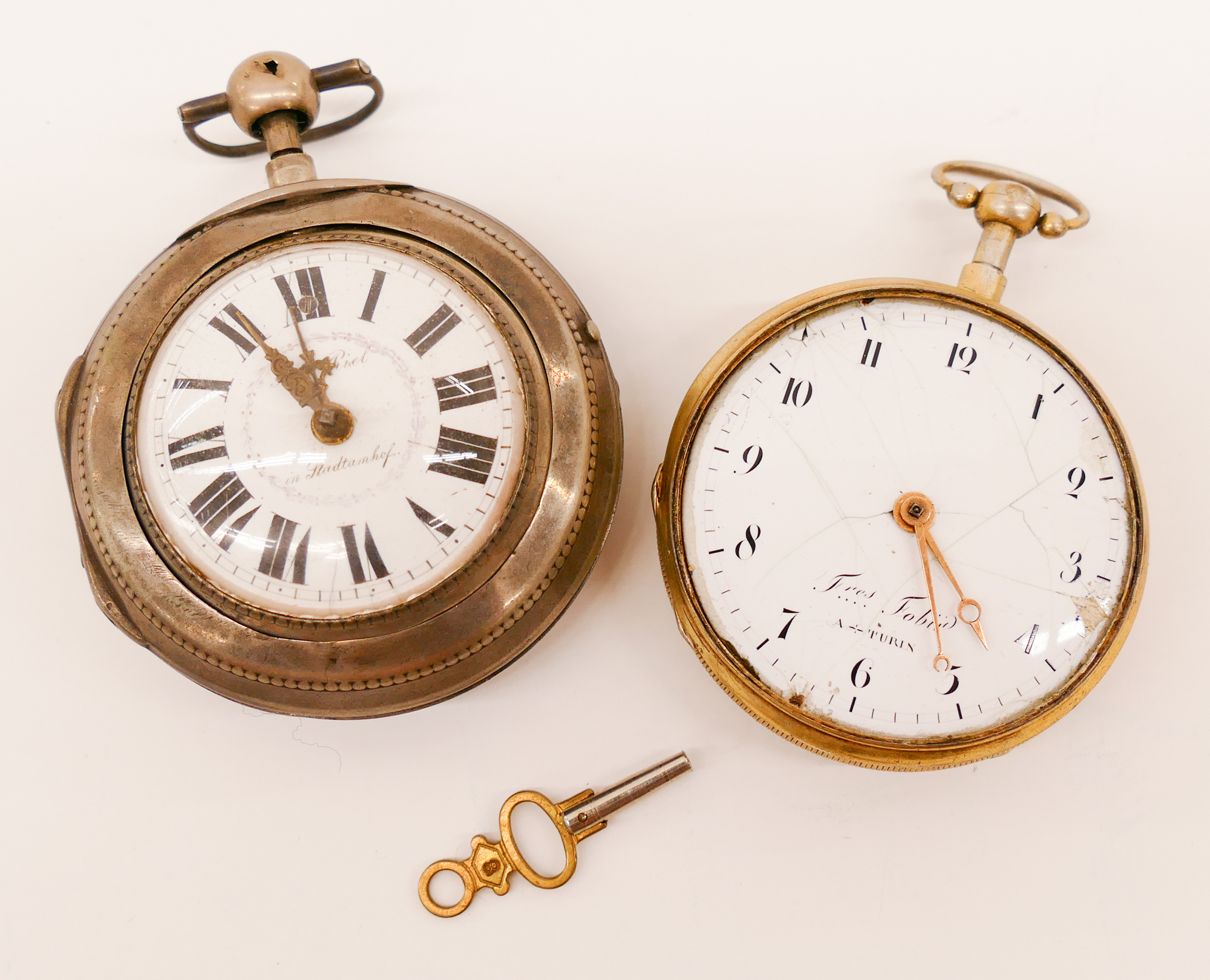 2pc 18th Century Fusee Pocket Watches  36923f