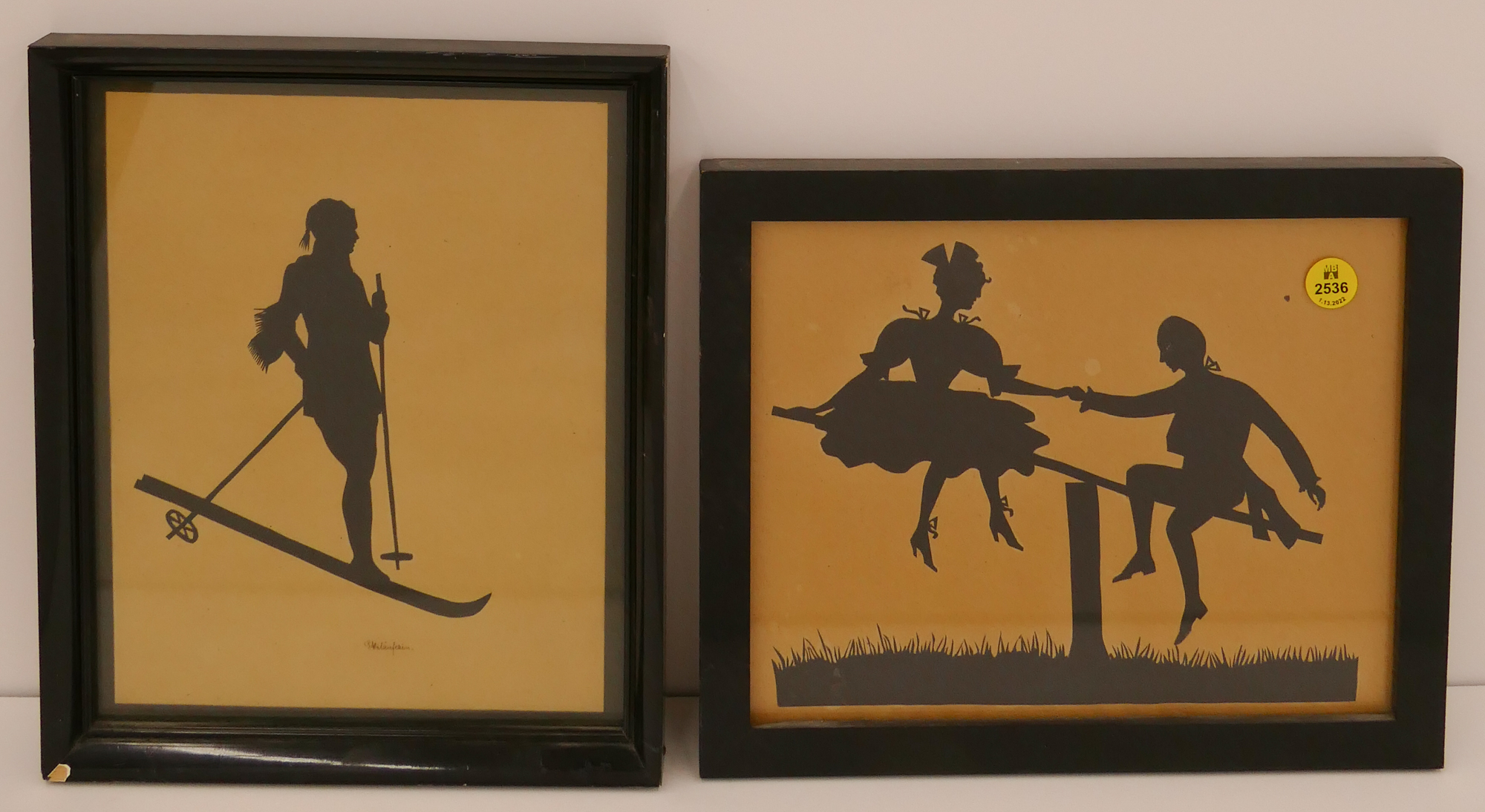 2pc Small Handcut Silhouettes Framed  36926a
