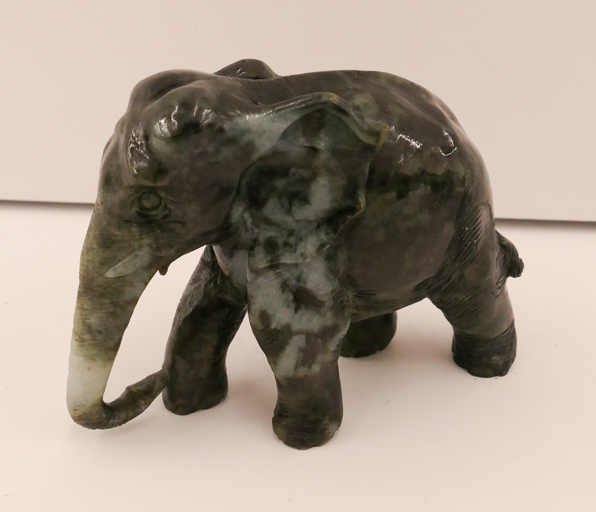 Carved Jade Elephant Figure- 3x4''