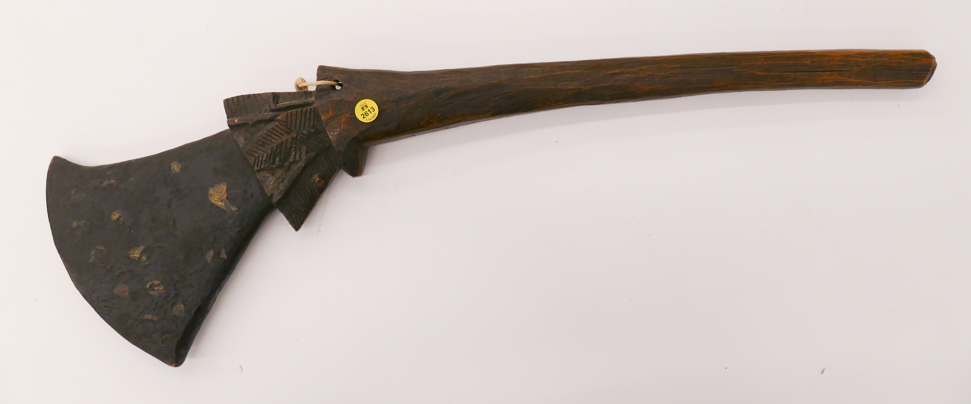 Old Carved Wood Gunstock War Club- 30