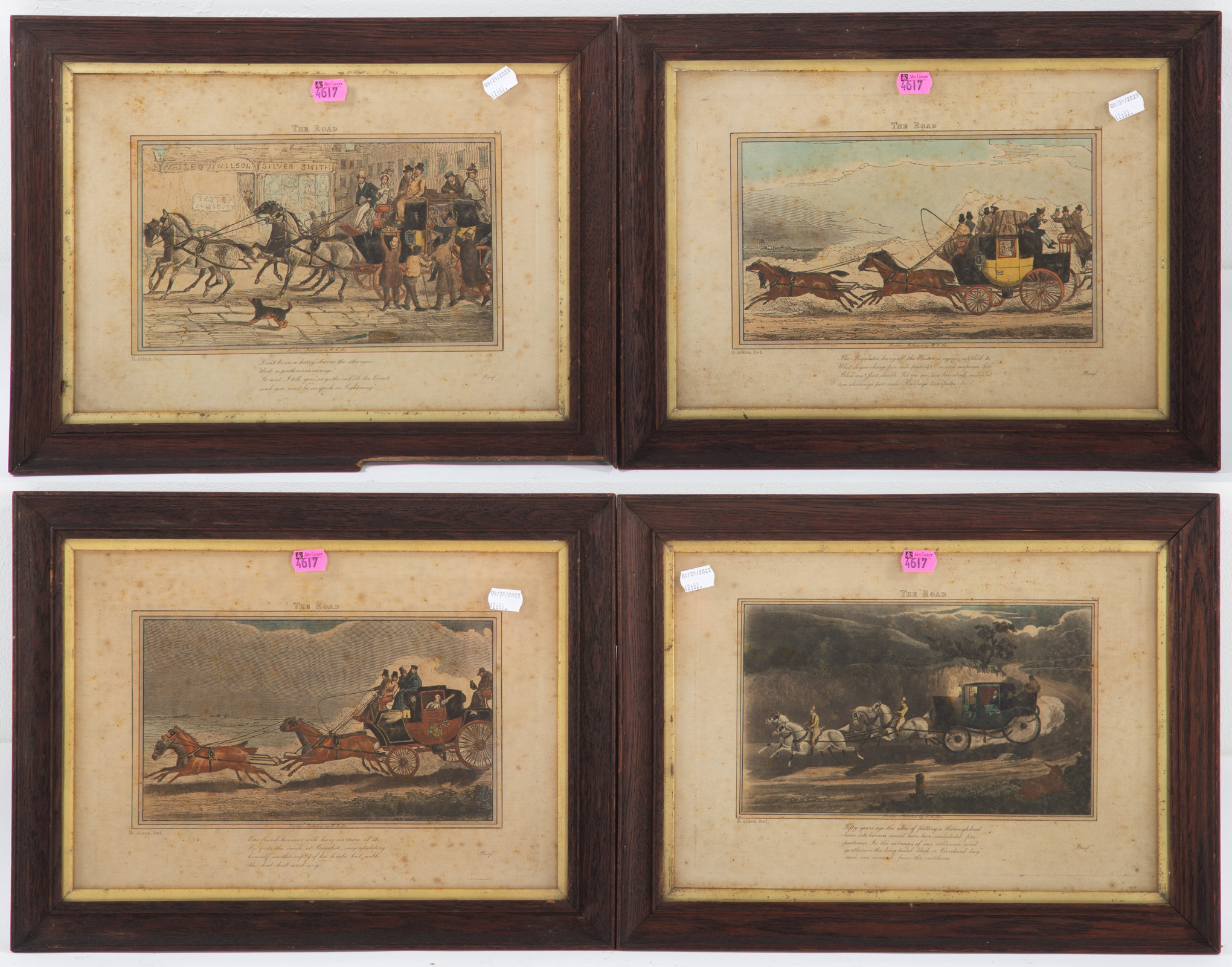 FOUR HAND COLORED ENGRAVINGS AFTER