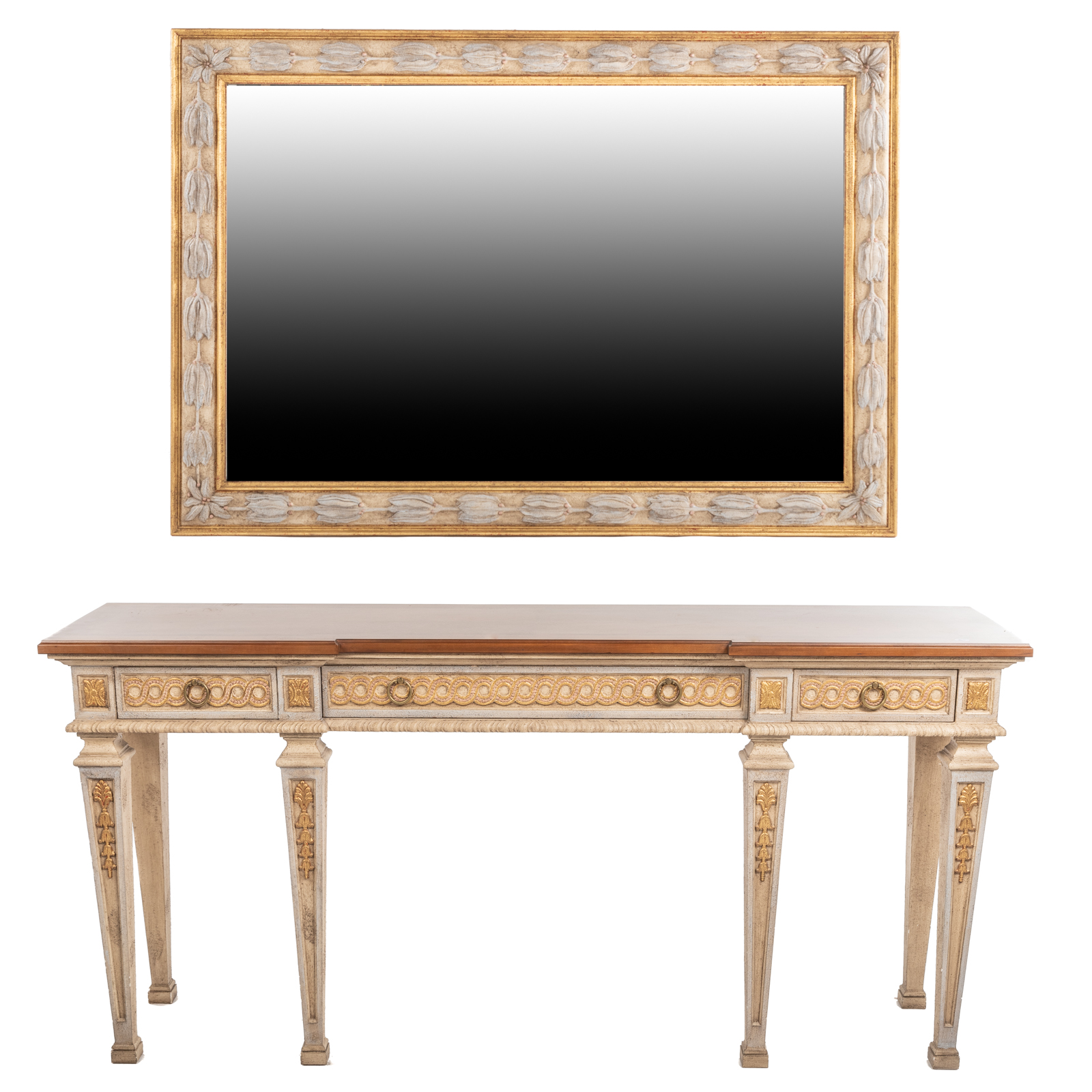 JOHN WIDDICOMB PAINTED SIDEBOARD & MIRROR