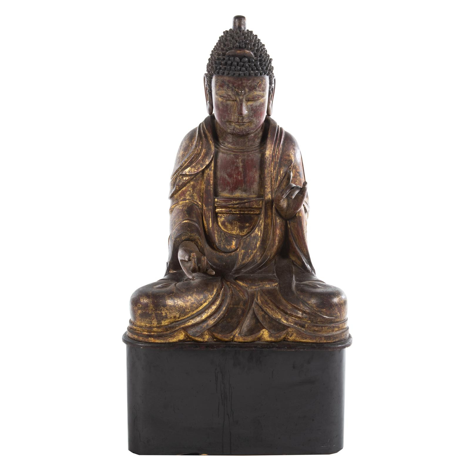 LARGE JAPANESE CARVED WOOD BUDDHA 36945b