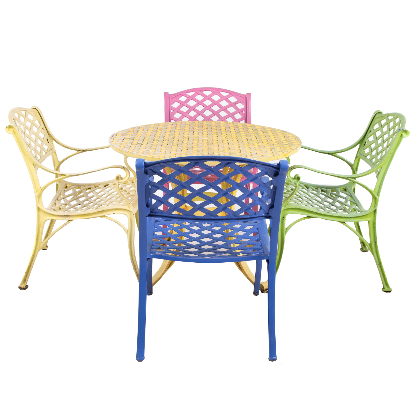 COLORFUL PAINTED CAST METAL PATIO 36946c