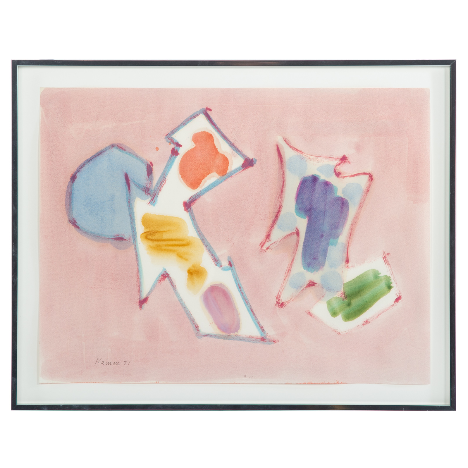 JACOB KAINEN PINK ABSTRACT WATERCOLOR 3694db