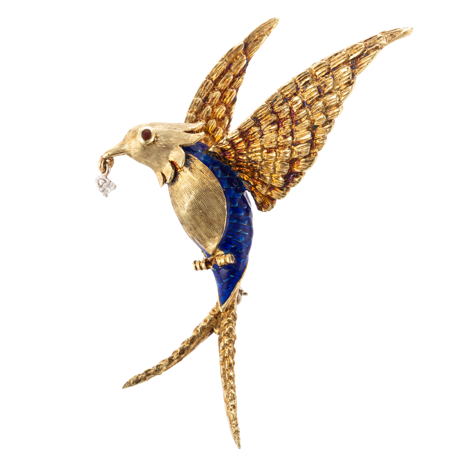 A MARTINE DIAMOND & ENAMEL PARROT