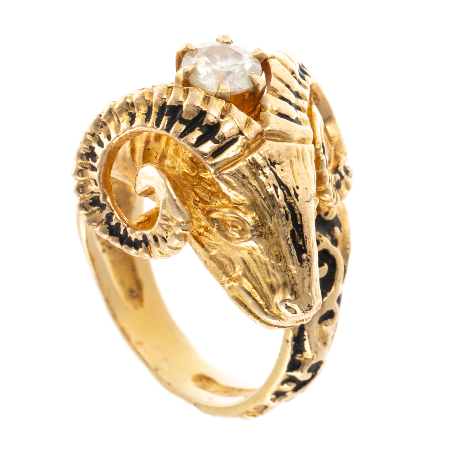 A RAM'S HEAD RING IN 14K 14K yellow