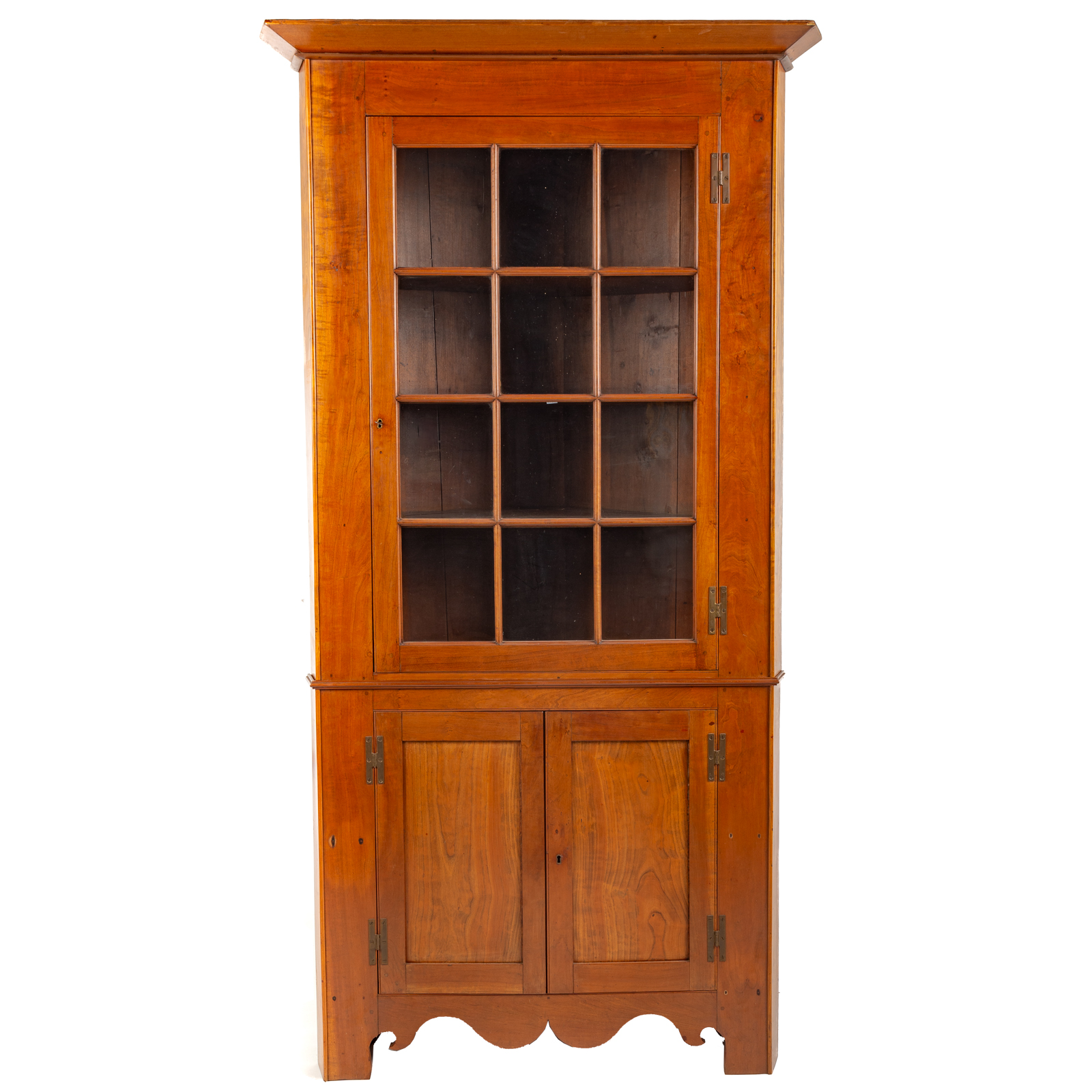 AMERICAN GLAZED PANEL CORNER CUPBOARD 36959d