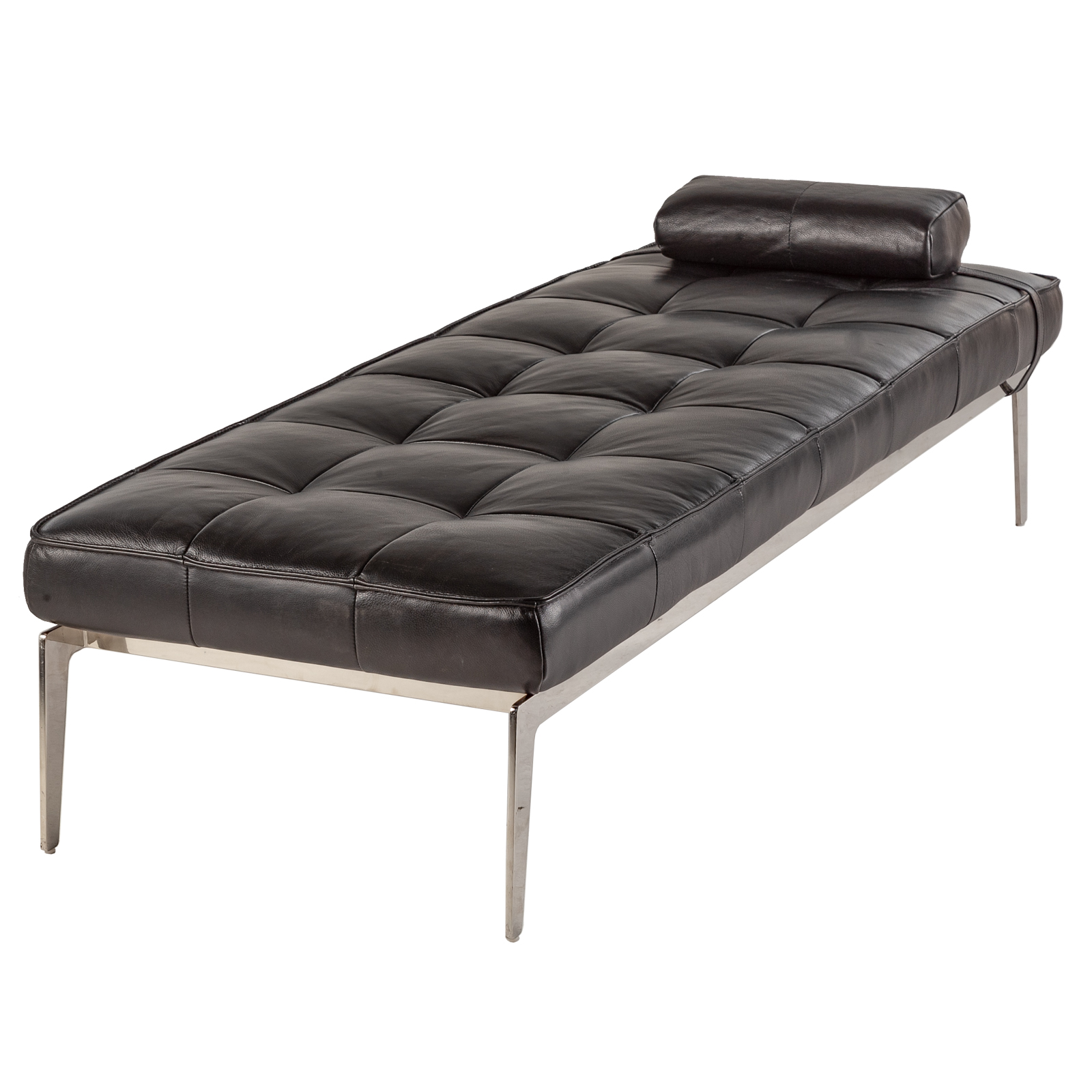 CORBUSIER STYLE DAY BED Black leather 3695b1