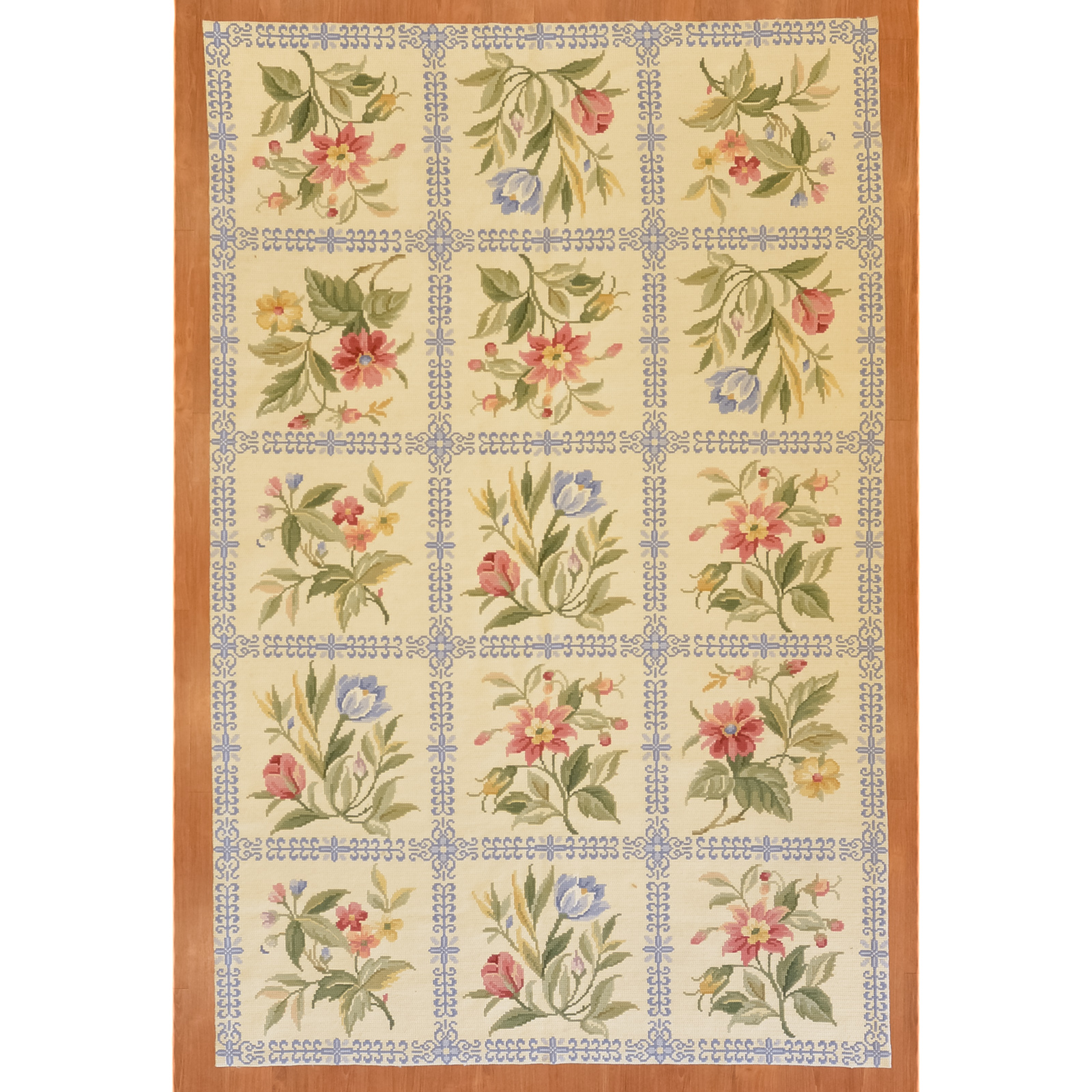 FLORAL NEEDLEPOINT RUG, 5.4 X 8.2