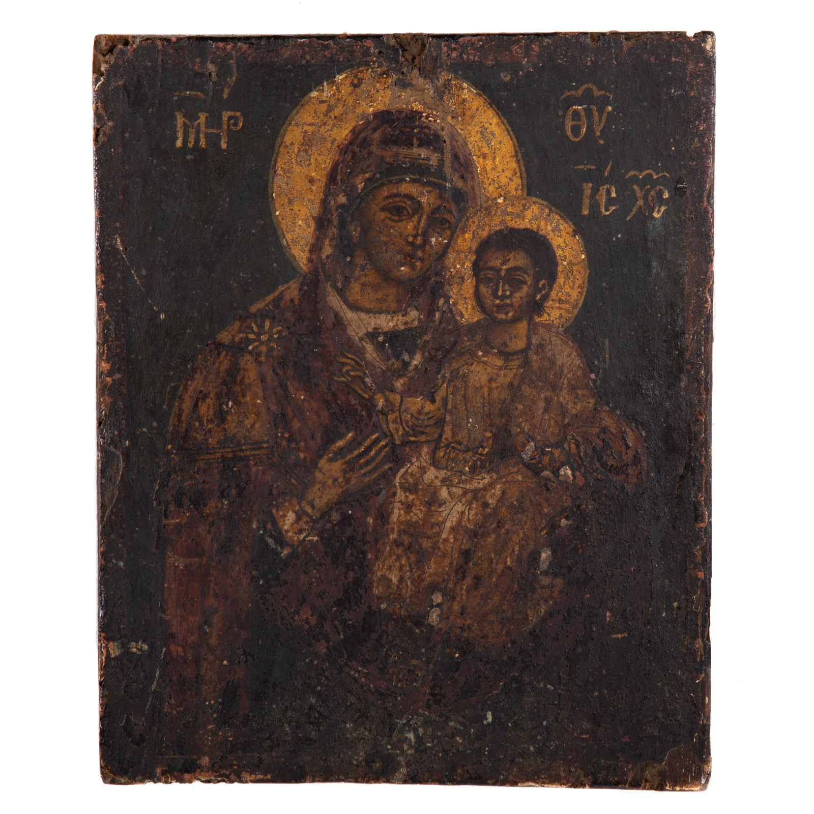 18TH CENTURY RELIGIOUS ICON OIL 36965b