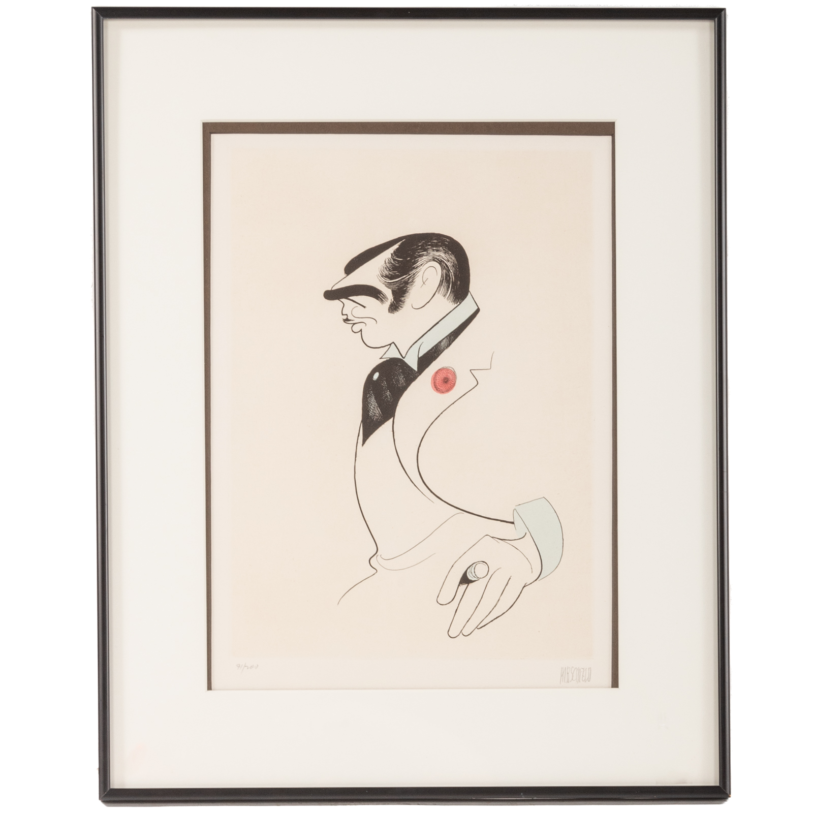 AL HIRSCHFELD. "CLARK GABLE," ETCHING