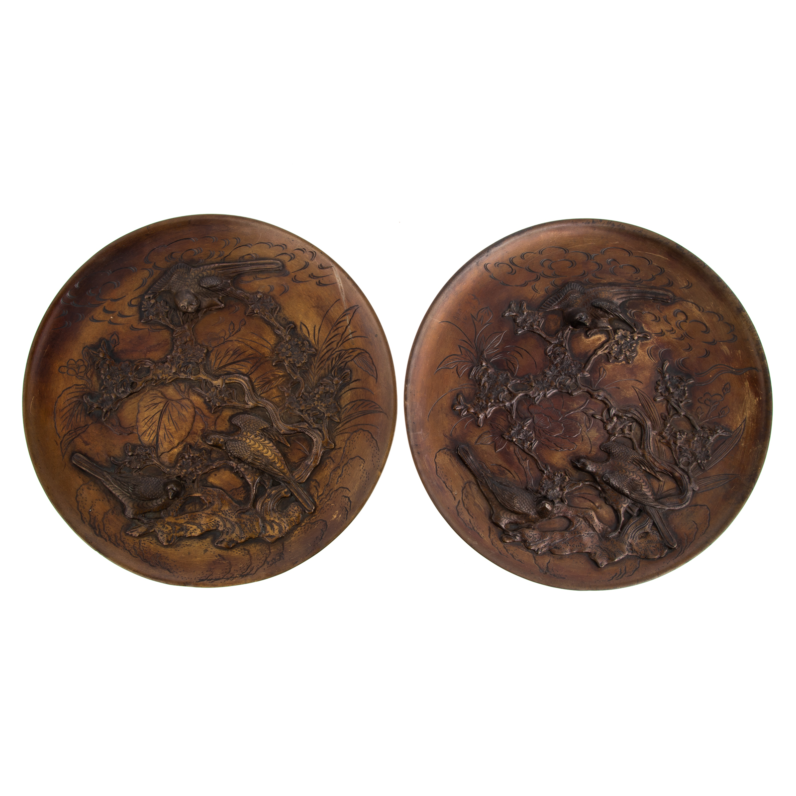 A PAIR OF JAPANESE BRONZE CIRCULAR