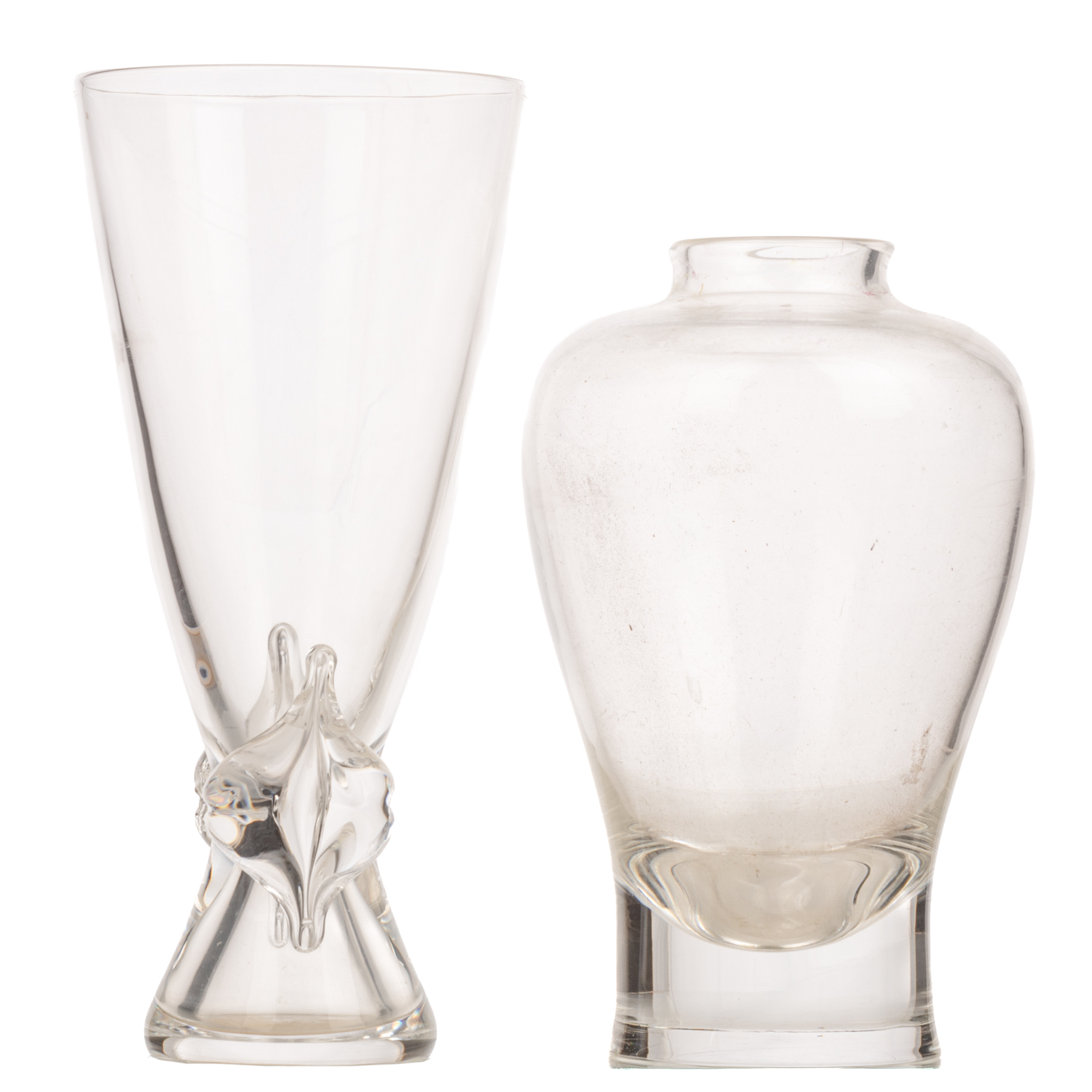 TWO STEUBEN CRYSTAL VASES Pilsner  3696df