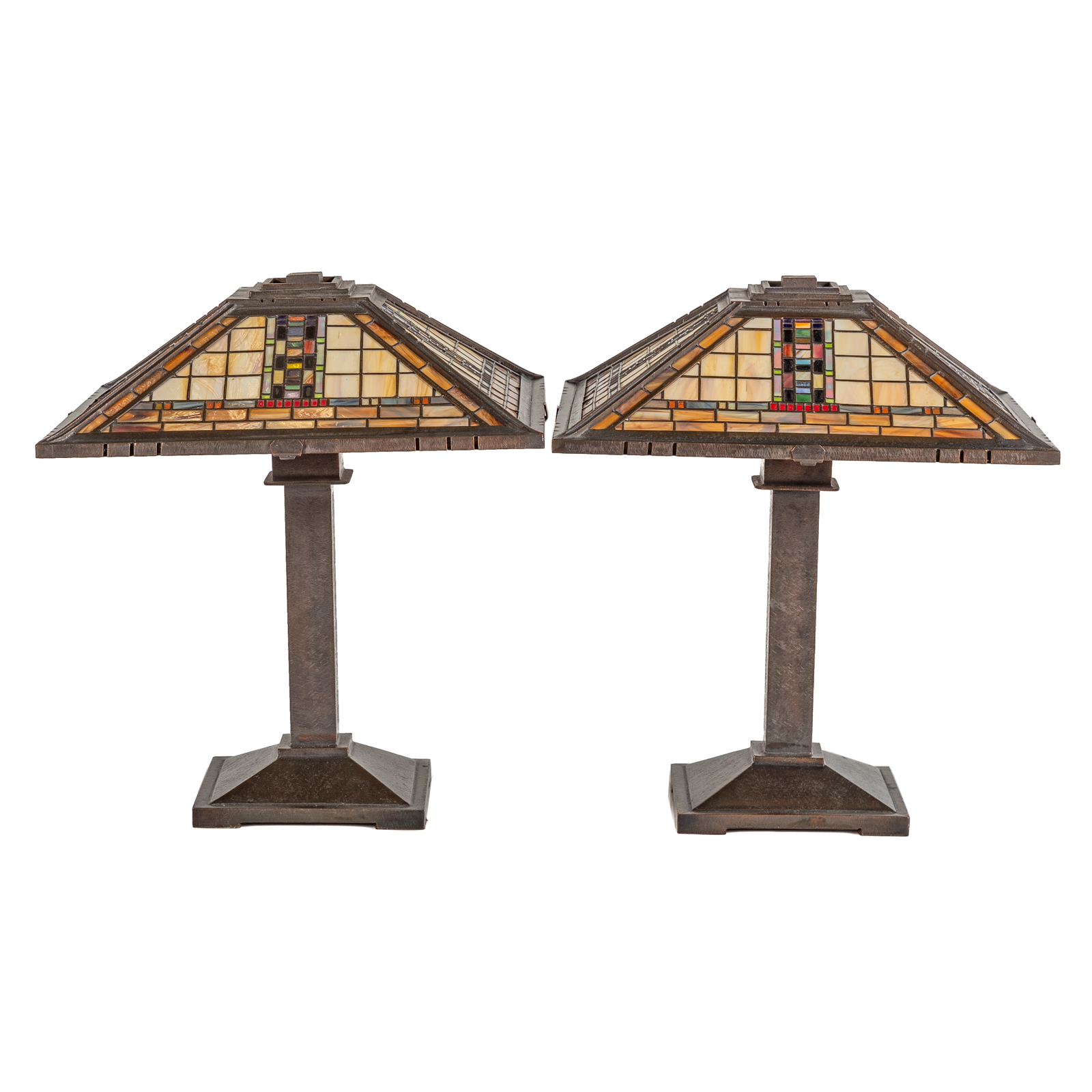 A PAIR OF ARTS CRAFTS STYLE LEADED 3696e4