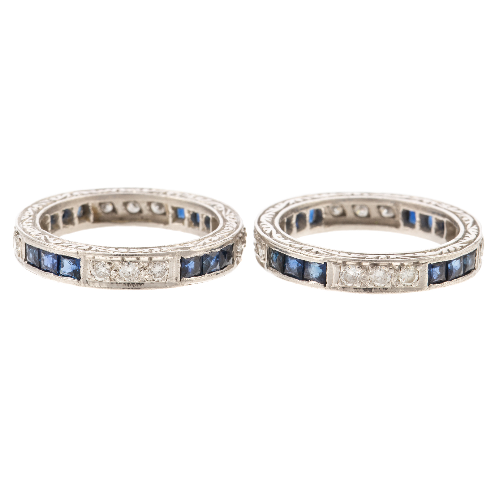 A PAIR OF DIAMOND SAPPHIRE ETERNITY 369706