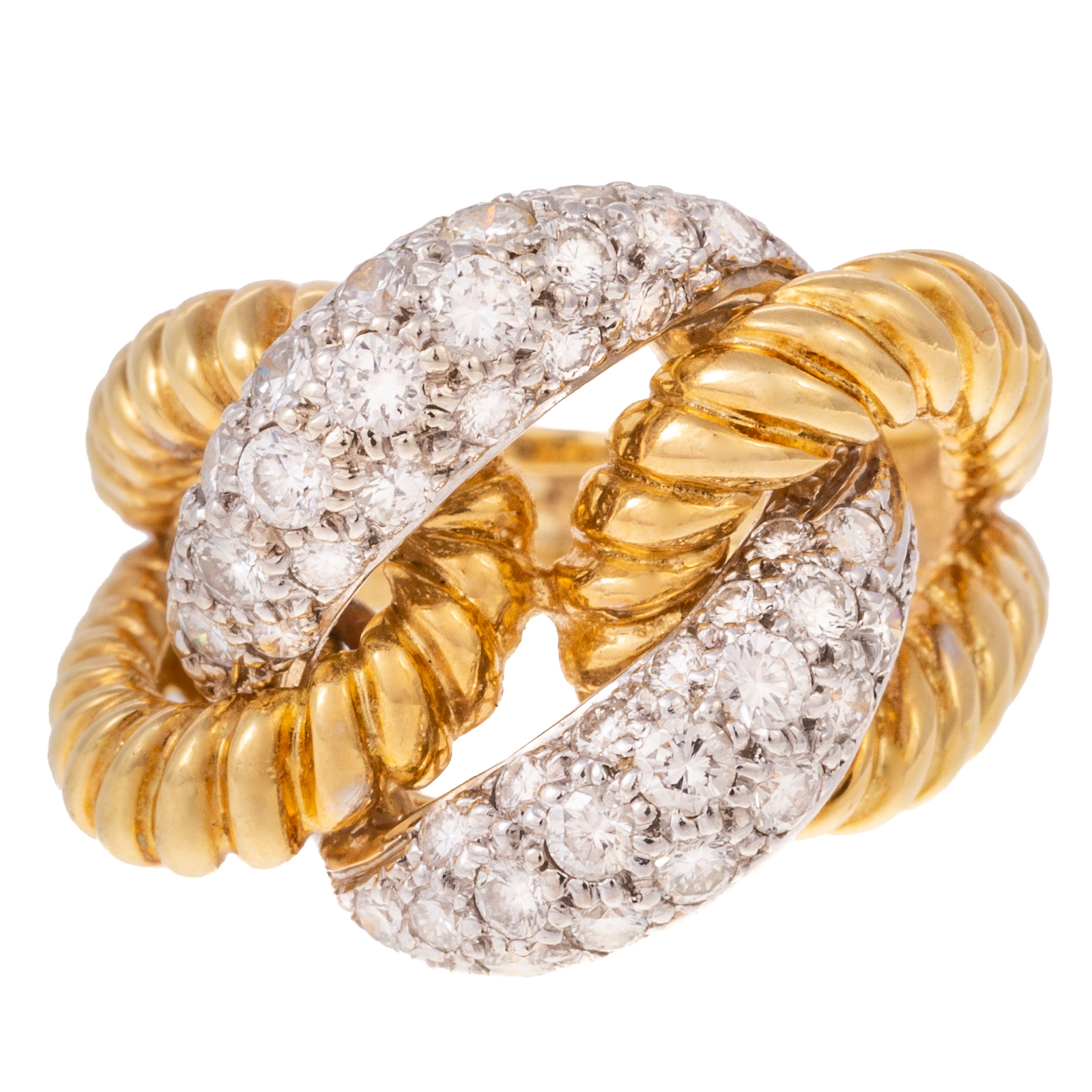 A DIAMOND PAVE & YELLOW GOLD KNOT