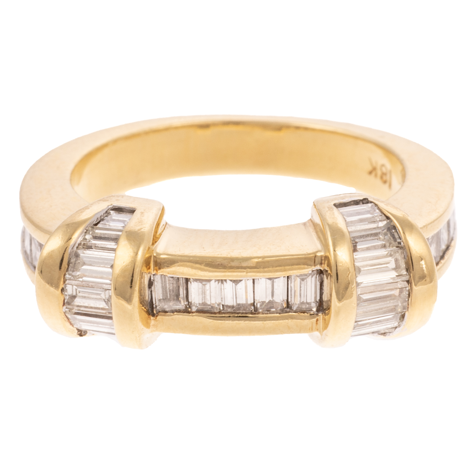 A DIAMOND BAGUETTE BAND IN 18K 369720