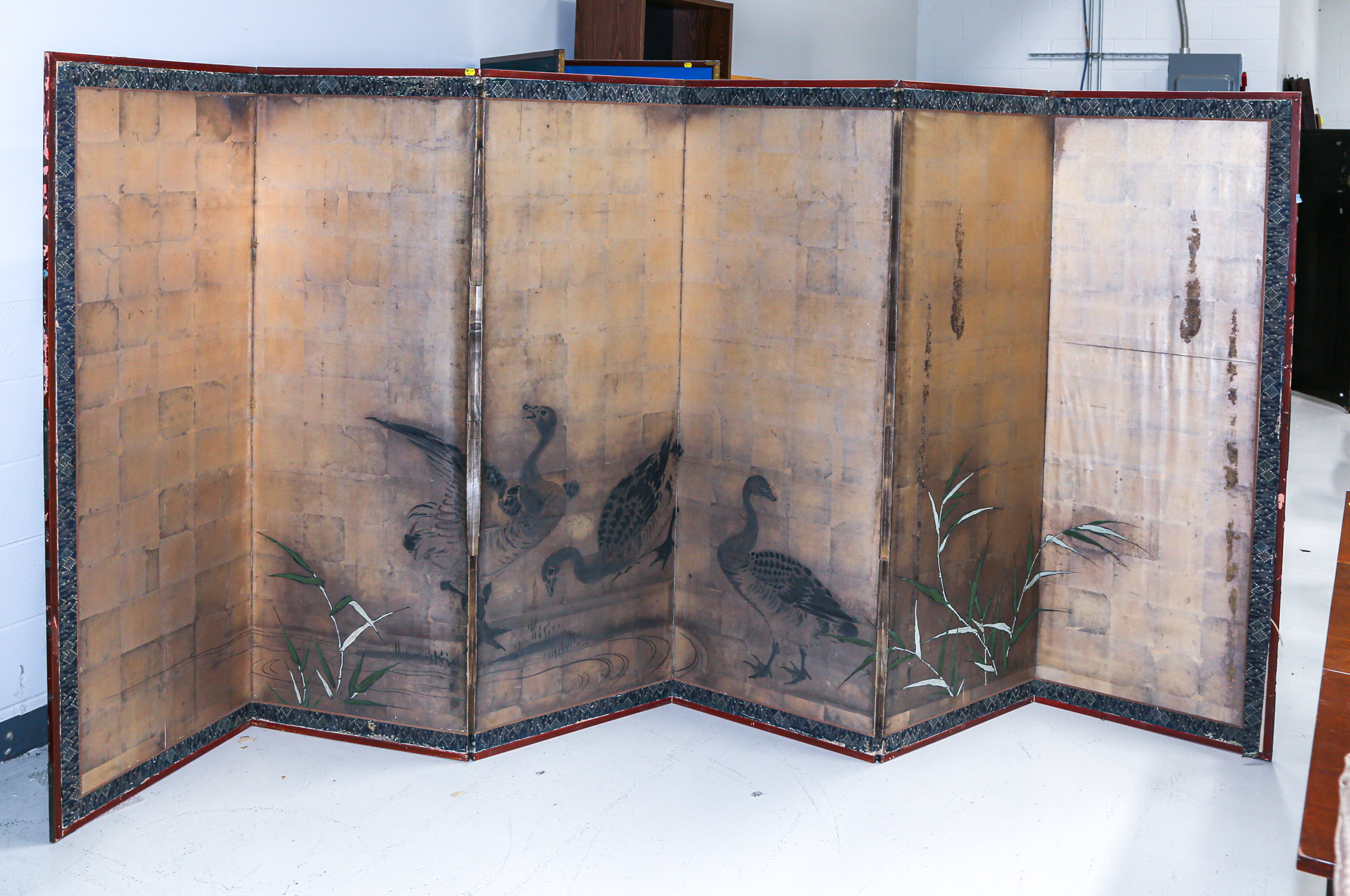 SIX PANEL ASIAN SCREEN Late 19th 36973c