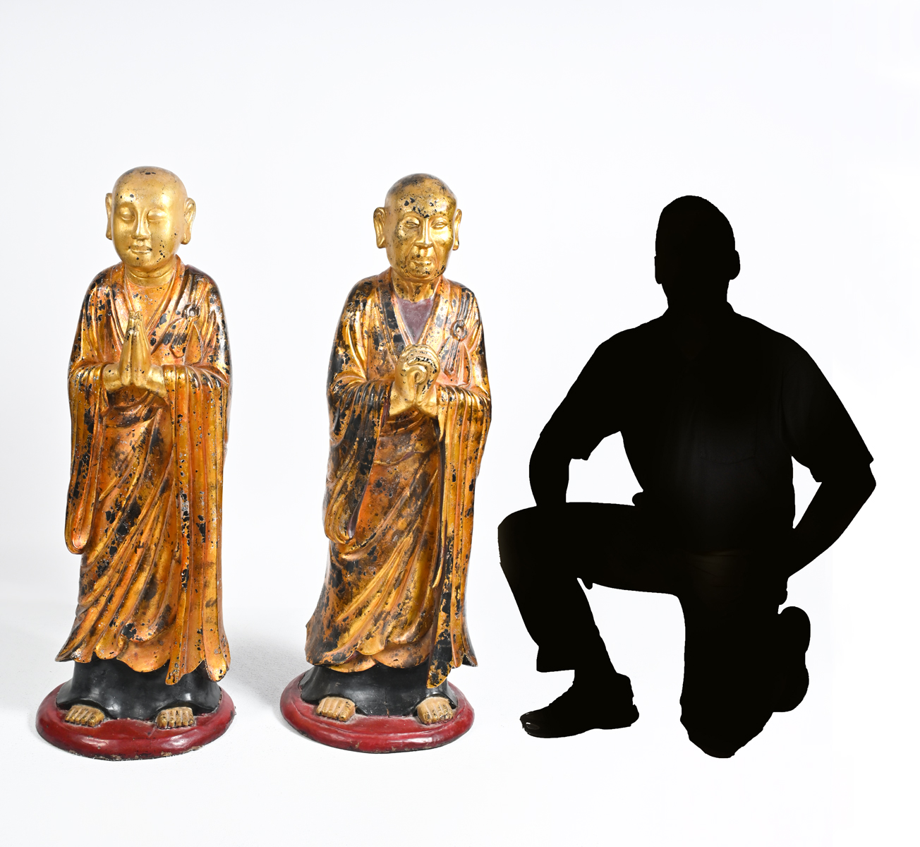 PAIR 19TH-CENTURY CARVED & GILT PRAYING