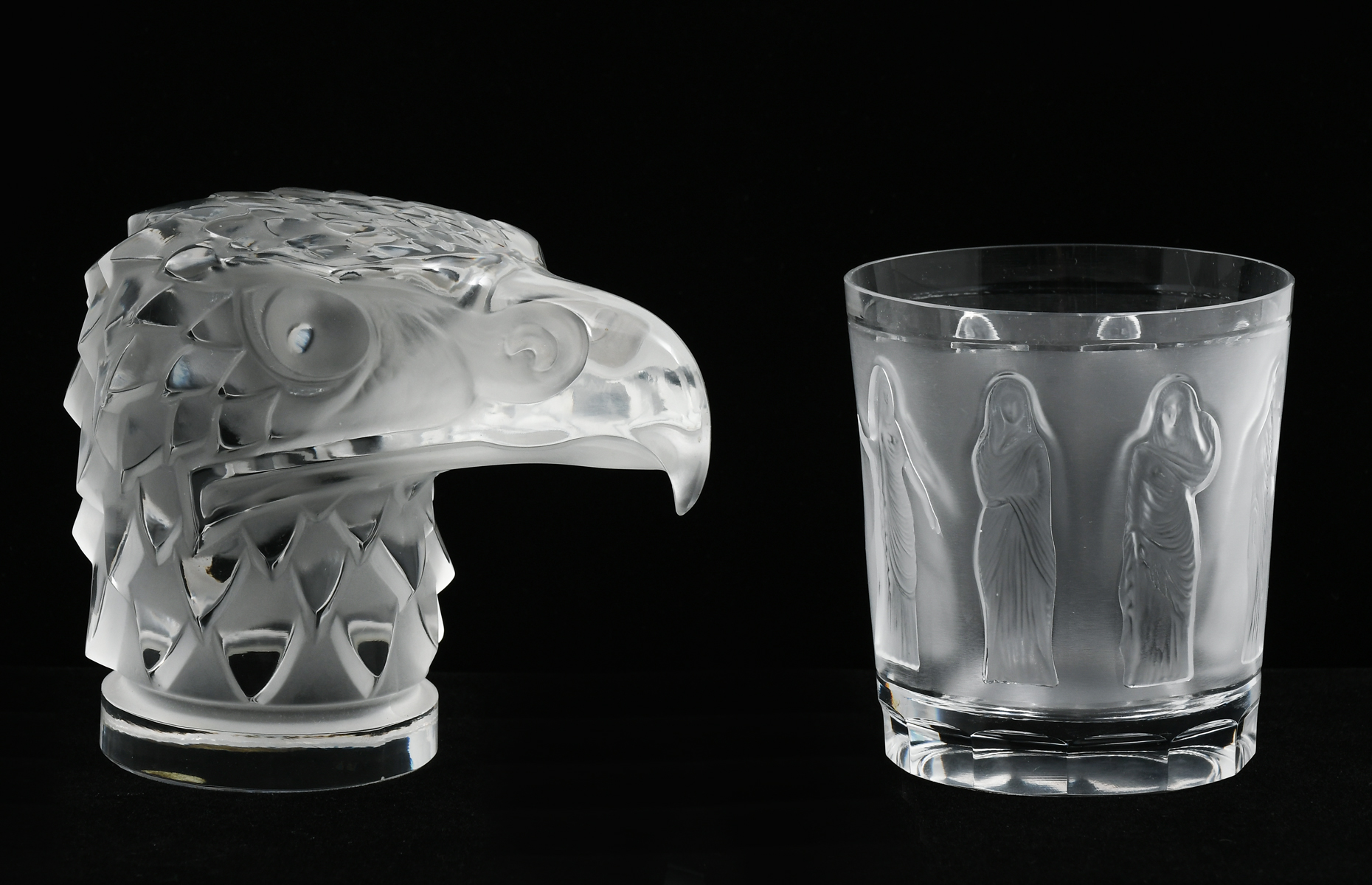 2 PC. FRENCH LALIQUE CRYSTAL: Comprising;