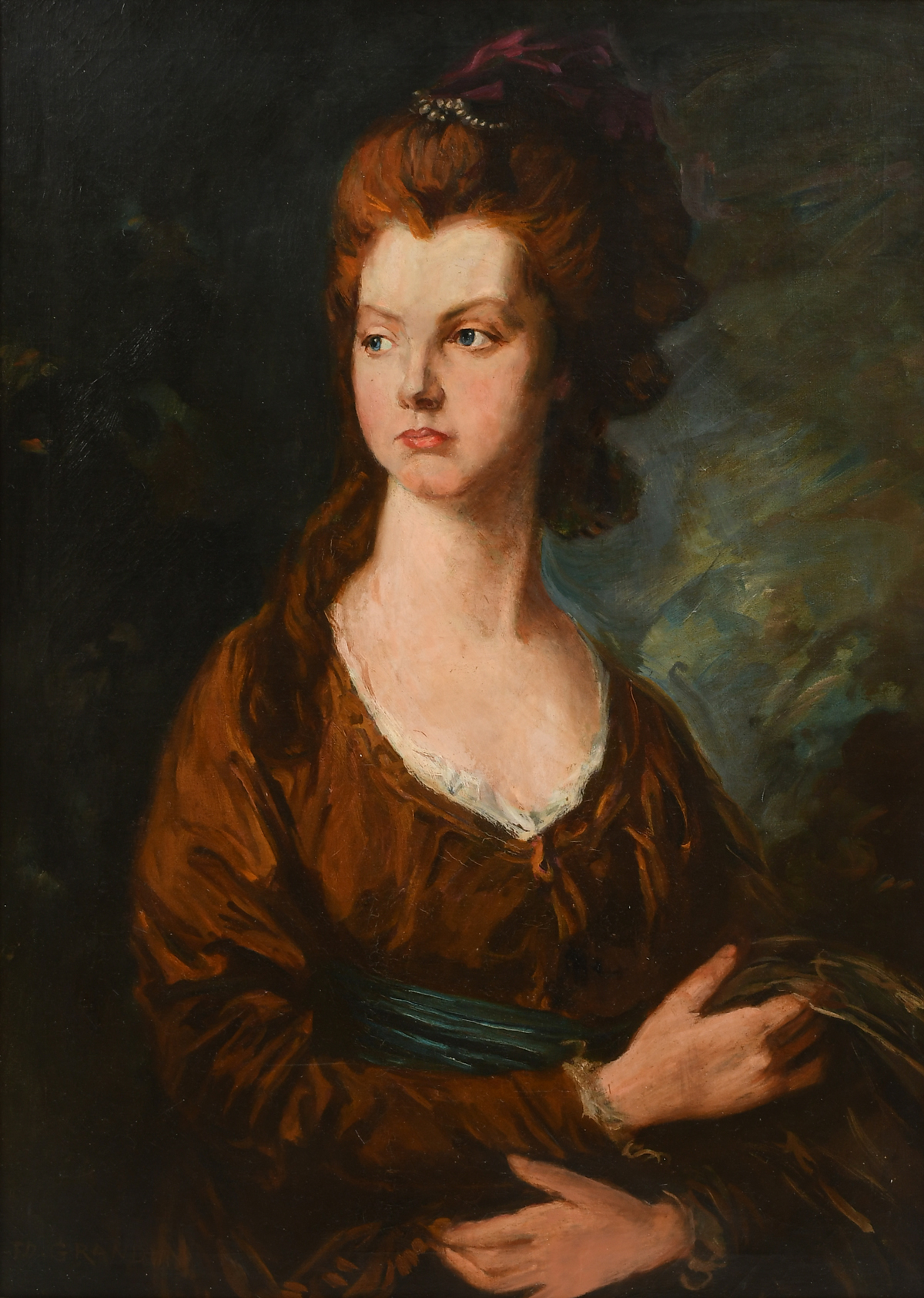 FINE PORTRAIT PAINTING AFTER GAINSBOROUGH