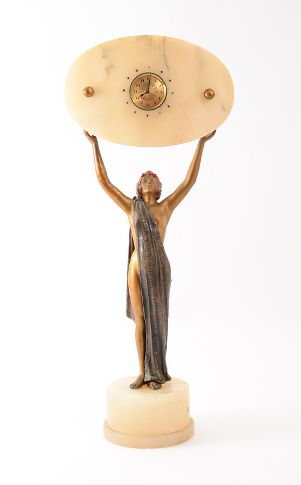 DECO FIGURAL NUDE CLOCK Gilded 36979e